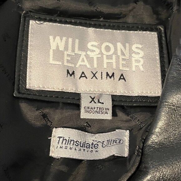 Vintage Womens 90s Wilsons Leather Black Minimalist Matrix Blazer Jacket Sz XL - Picture 8 of 8